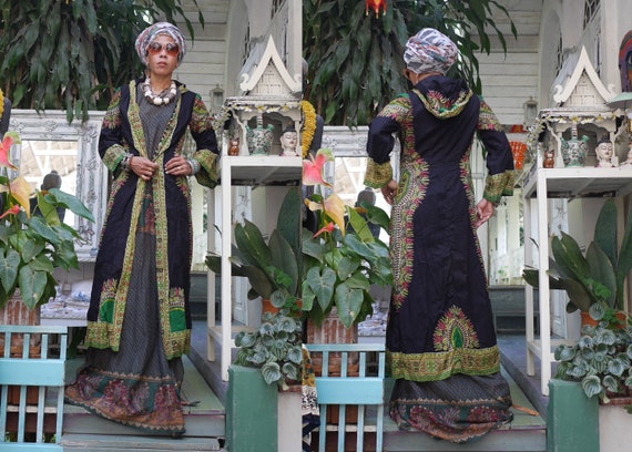 ETHNIC vintage black multi printed Dashiki bohema… - image 1