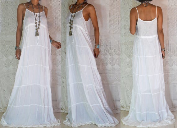 extra long white maxi dress