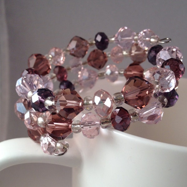 Sparkly pink/ purple bracelet with FREE matching earrings (ITMNUM 3)