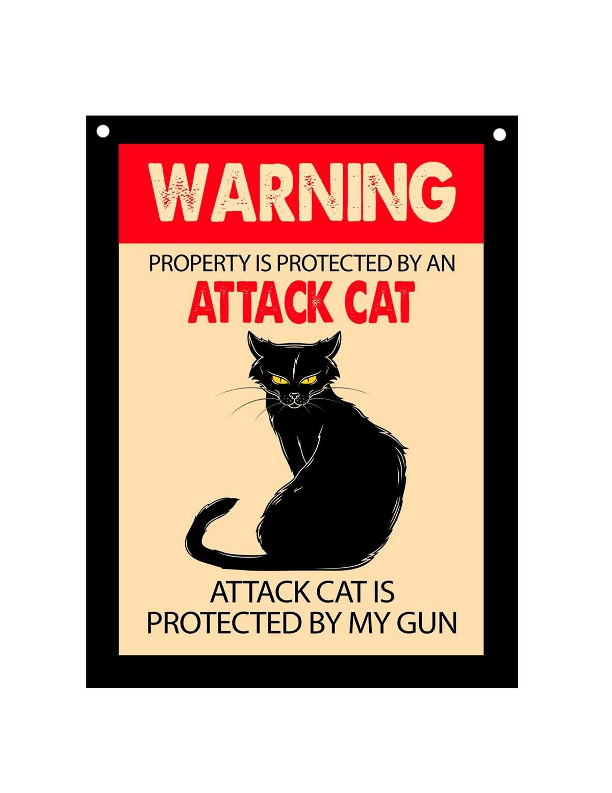 Beware of Attack CAT Metal Aluminum Sign 8
