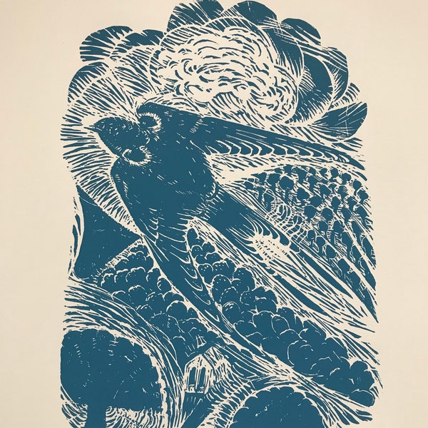 THE SWALLOW'S RETURN - an original Linocut print