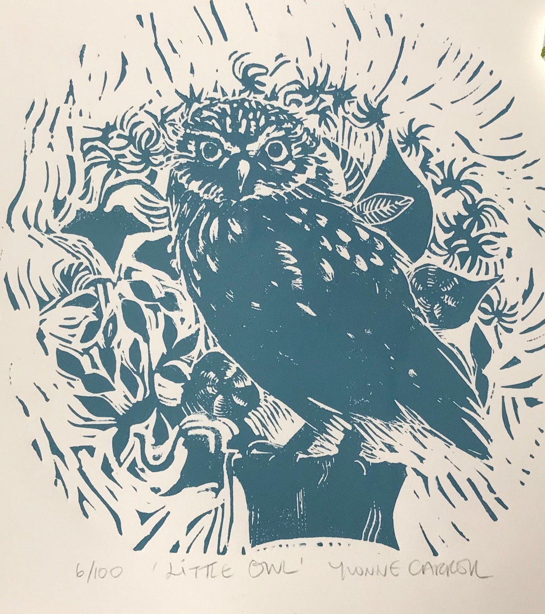 LITTLE OWL Original Linocut Print - Etsy