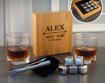 Personalized Flask Set including Funnel, Dice, & Cards with Engraving Options for the Rosewood Case and Engraved Flask