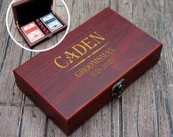 Personalized Card & Dice Set with Engraved Case. Choose from Our Custom Monogram Options and Enter Your Information for Engraving.