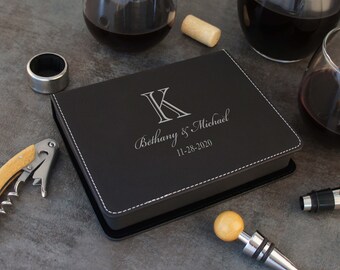 Personalized Leatherette Wine Tool Kit Engraved with Design Options