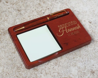 Personalized Rosewood Gift Set including Engraved Memo Holder and Choice of Personalized Twist Pen or Pencil (Gift Set)