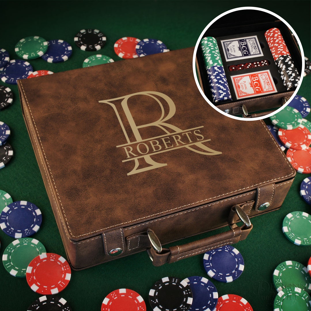 Personalized Poker Set Including 100 Poker Chips, Dice, & Cards. Case ...