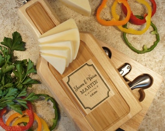 Personalized Wine Shaped Cheese Board Engraved with Design Options including Stainless Steel Corkscrew & Cheese Tools (Each)