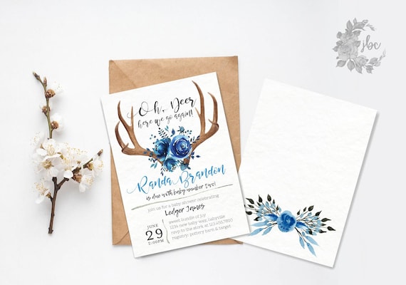 antler baby shower invitations