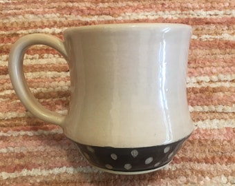 Blush pink polka dot ceramic mug // handmade pottery