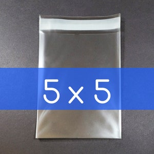 5x5 Cellophane Card Display Bags Clear Sleeves Self Seal Strip 