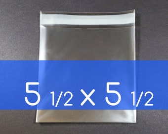 200 Clear Poly Cello Bag 5 1/2 x 5 1/2 inch Self Sealable OPP Product Bag Acid Free Clear Plastic Packaging