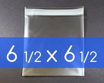 100 Clear Poly Cello Bag 6 1/2 x 6 1/2 inch Self Sealable OPP Product Bag Acid Free Clear Plastic Packaging 6.5 x 6.5