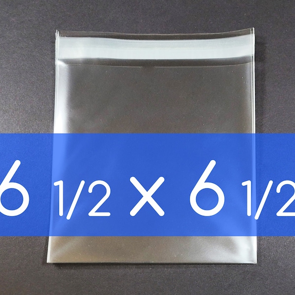 100 Clear Poly Cello Bag 6 1/2 x 6 1/2 inch Self Sealable OPP Product Bag Acid Free Clear Plastic Packaging 6.5 x 6.5