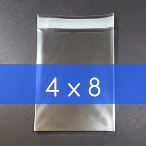 200 Clear Poly Cello Bag 4x8 inch Self Sealable OPP Product Bag Acid Free Clear Plastic Packaging