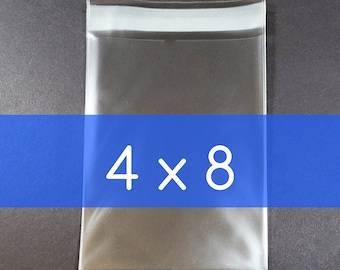 200 Clear Poly Cello Bag 4x8 inch Self Sealable OPP Product Bag Acid Free Clear Plastic Packaging