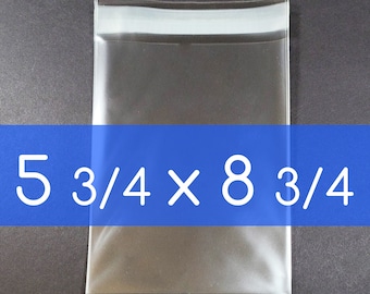 100 Clear Poly Cello Bag 5 3/4 x 8 3/4 inch Self Sealable OPP Product Bag Acid Free Clear Plastic Packaging