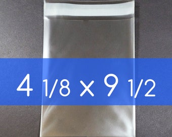 100 Clear Poly Cello Bag 4 1/8 x 9 1/2 inch Self Sealable OPP Product Bag Acid Free Clear Plastic Packaging