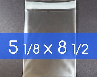 100 Clear Cello Bag 5 1/8 x 8 1/2 inch Self Sealable OPP Product Bag Acid Free Clear Pastic Packaging