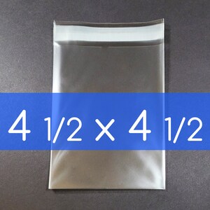 200 Clear Poly Cello Bag 4 1/2 x 4 1/2 inch Self Sealable OPP Product Bag Acid Free Clear Plastic Packaging image 1