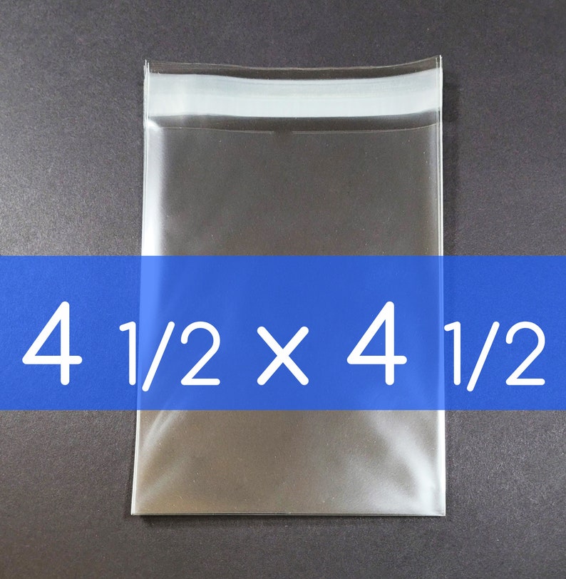 200 Clear Poly Cello Bag 4 1/2 x 4 1/2 inch Self Sealable OPP Product Bag Acid Free Clear Plastic Packaging image 1