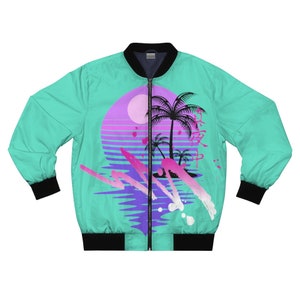 Pastel Harajuku Vaporwave Streetwear Sunset 80's 90's Palm Tree Bomber Jacket