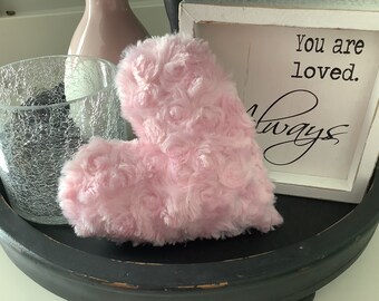 Valentines Day Mini Rosebud Minky Heart pillow ornament