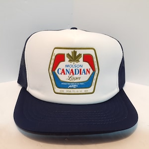 NEW! Molson Canadian Beer Retro Hat Red White Blue Snapback Trucker Cap NOS