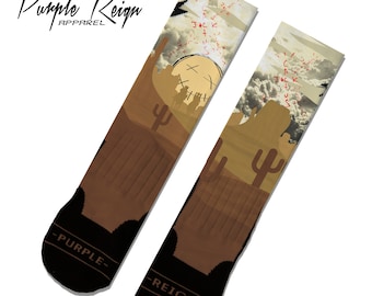 Purple Reign Nike JORDAN 1 "CACTUS JACK " Travis Scott reverse swoosh Custom Premium Socks