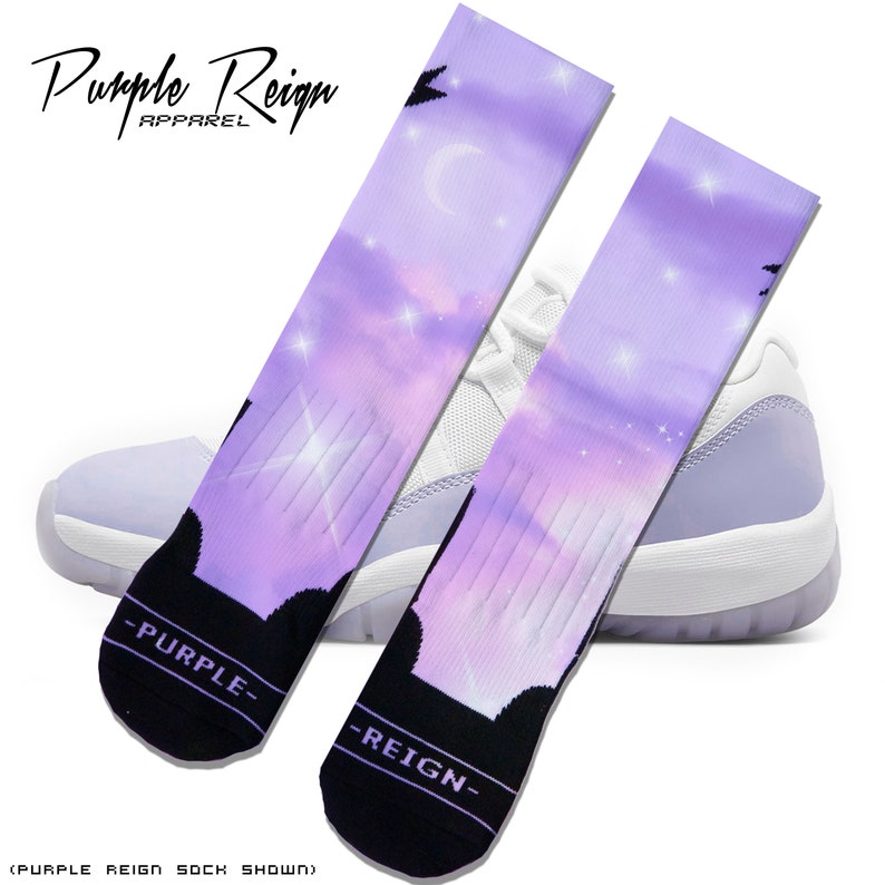 Purple Reign Nike Air Jordan 11 LOW PURE VIOLET Custom Premium Socks matching sneaker socks AJ11 low AH7860-101 image 1