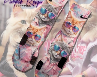 Calzini Nike Elite personalizzati "Purrfect Paws" NIKE Calzini Chibi con gattino kawaii