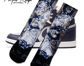 Purple Reign NIKE air JORDAN 1 "GEORGETOWN 85" Custom Premium Socks matching sneaker socks AJ1 og High BQ4422-400