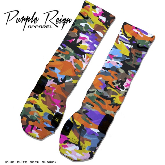 Custom Nike Elite Nike Air Max 95 ERDL PARTY multi camo Socks