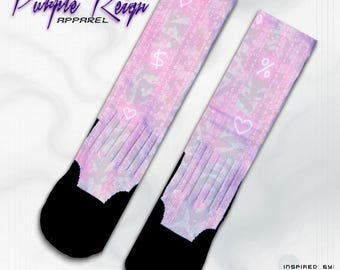 Purple Reign “Pink Foam" Custom crew Premium Socks matching NIKE Air max 95 HJ5996-001 Unique Sneaker Socks Sneakerhead gift idea