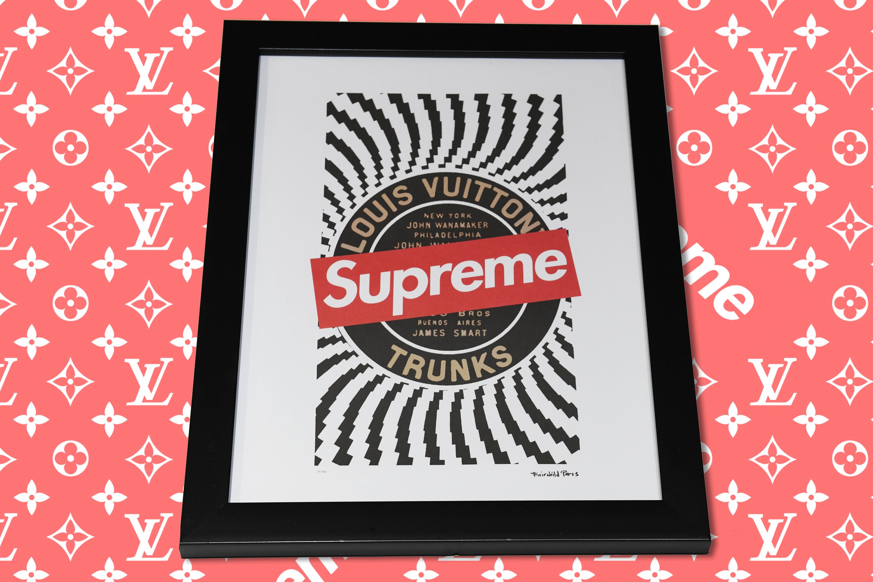 SUPREME X LOUIS VUITTON Fairchild Paris Limited 215/300 Framed 