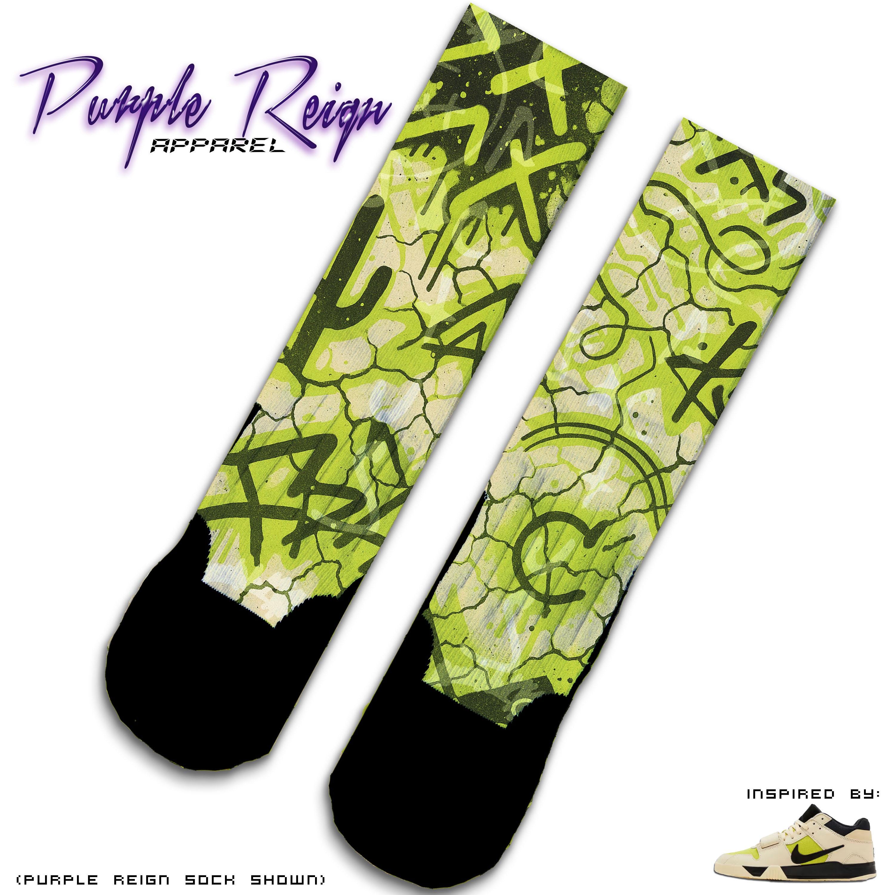Purple Reign “Bright Cactus" Custom crew Premium Socks matching NIKE Travis Scott Jordan Jumpman Jack Sneaker Socks Sneakerhead FZ8117-102