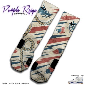 Custom Nike Elite  &quot;Navy&quot; Nike Sb Jordan 4 Socks