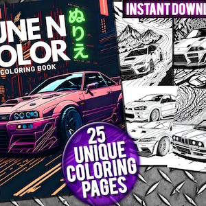 25 otroligt detaljerade målarbilder med importerade tunerbilar Tune N Color: Målarbok för bilar hjälper till att lindra stress för vuxna + barn