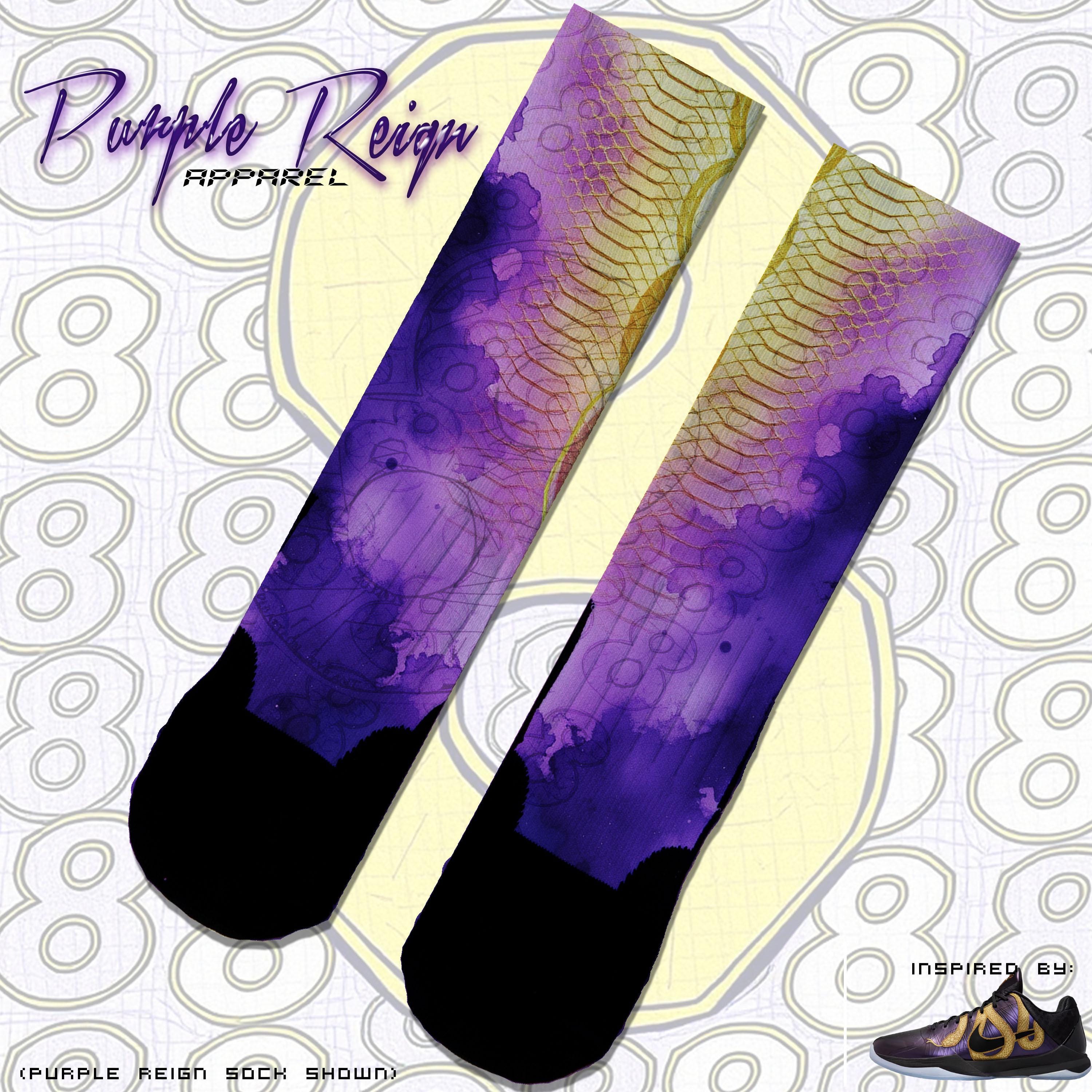 Limited Edition Purple Reign "Year of the Mamba" Socks – Custom Sneakerhead Gift – Matches Nike Kobe 5 Protro – Unique & Trendy Design