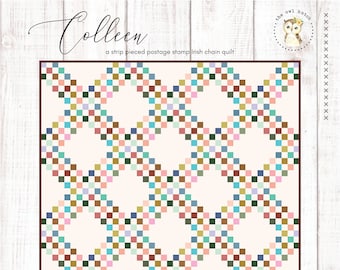 Colleen PDF Quilt Pattern by theowlhutch | Baby, Throw, Queen and King sizes included | Strip-pieced scrap quilt