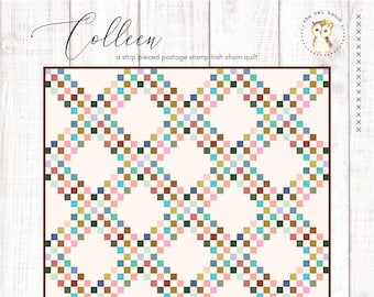 Colleen PDF Quilt Pattern by theowlhutch | Baby, Throw, Queen and King sizes included | Strip pieced scrap quilt