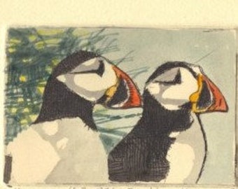 etching / Two Puffins