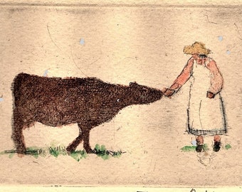 Etching  "Country Chores"