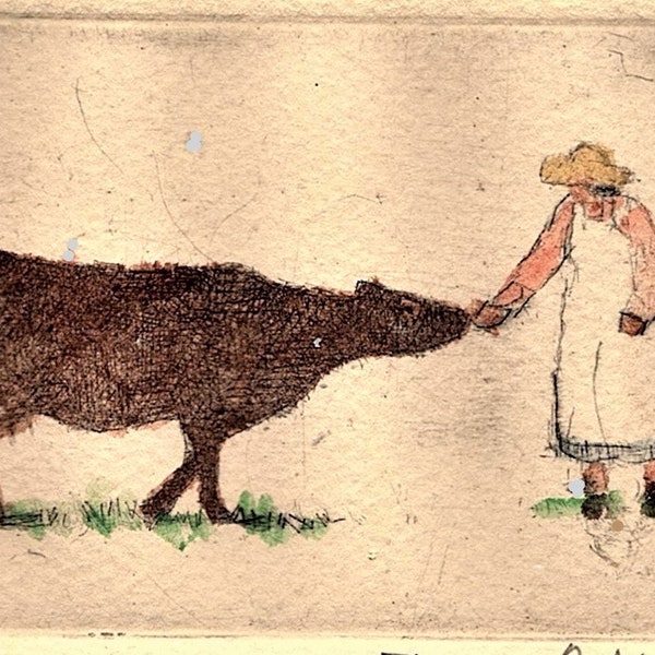 Etching  "Country Chores"