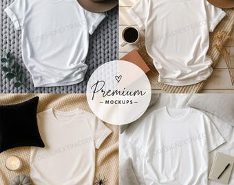White T-Shirt Mockup Bundle: Neutral Lifestyle Backgrounds (Digital Download) + EXTRA Halloween Chic Flay Lay
