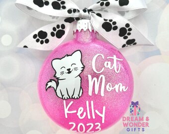 Personalized Cat Mom Ornament | Cat Lady Christmas Ornament | Cat Lover Gift for Her