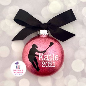 Female Lacrosse Player Personalized Christmas Ornament