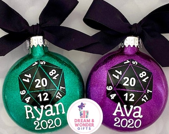 20 Sided Die Personalized Christmas Ornament
