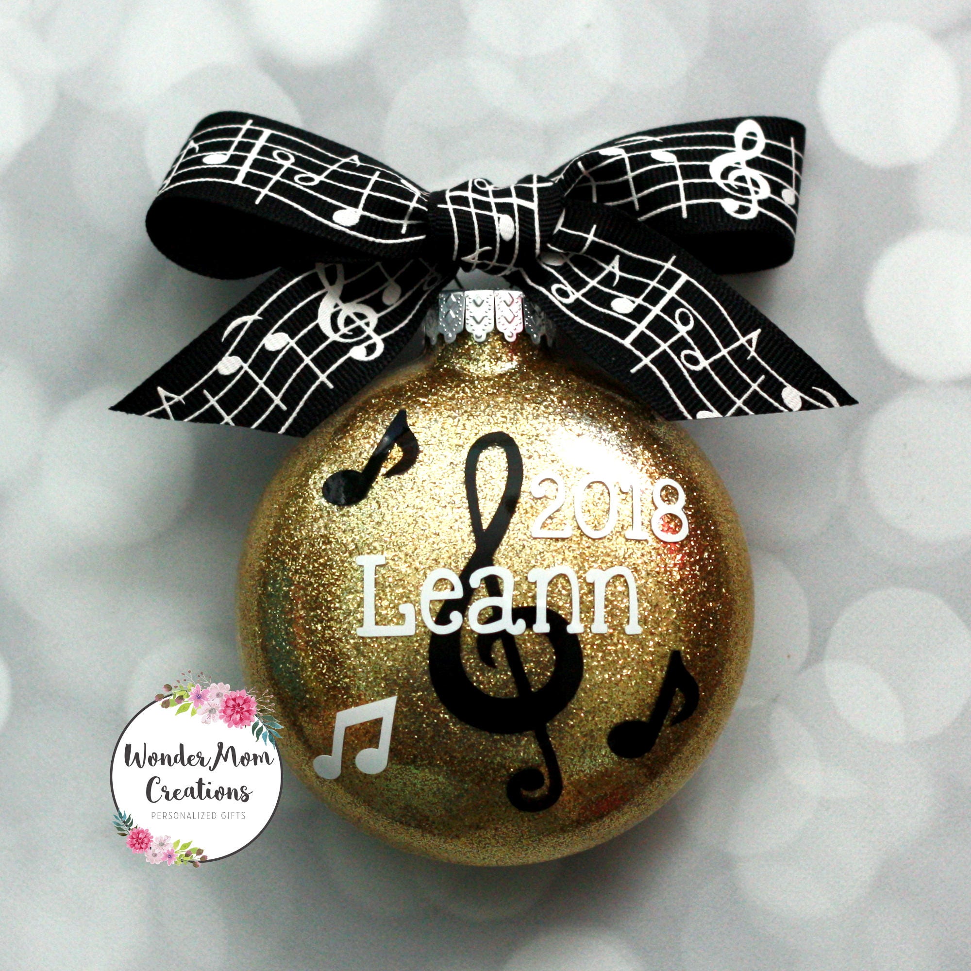 Treble Clef Christmas Ornament Music Teacher Personalized Etsy