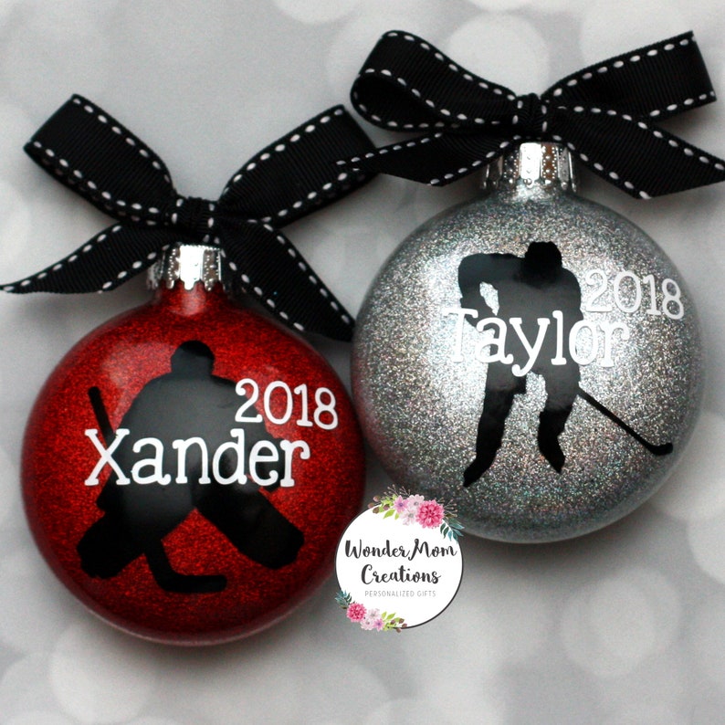 Hockey Player Personalized Christmas Ornament Etsy